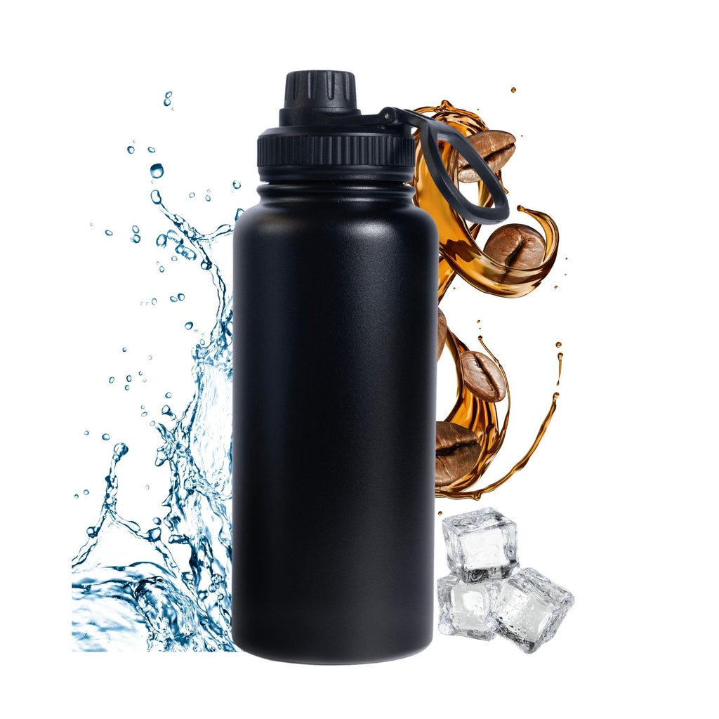 Botella de Agua de Acero Inoxidable 1 Litro | Termo Blanco o Negro | Doble Pared