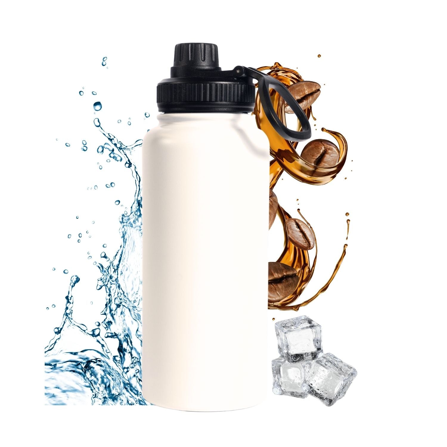 Botella de Agua de Acero Inoxidable 1 Litro | Termo Blanco o Negro | Doble Pared