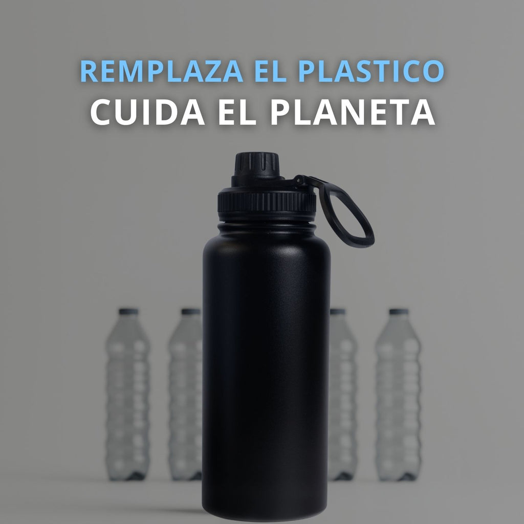 Botella de Agua de Acero Inoxidable 1 Litro | Termo Blanco o Negro | Doble Pared