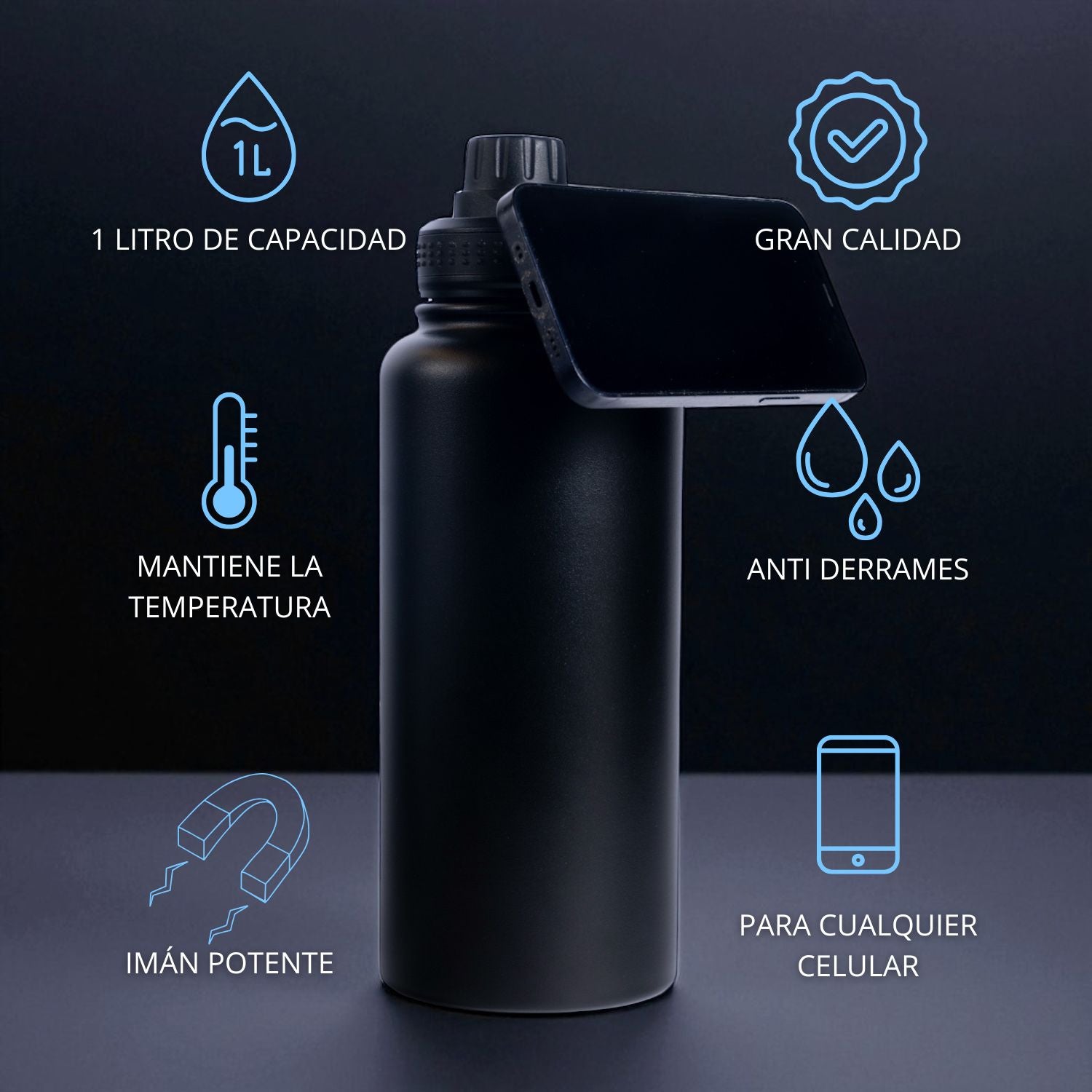 Botella para Agua Acero Inoxidable Porta Celular Universal | Termo Acero Inoxidable