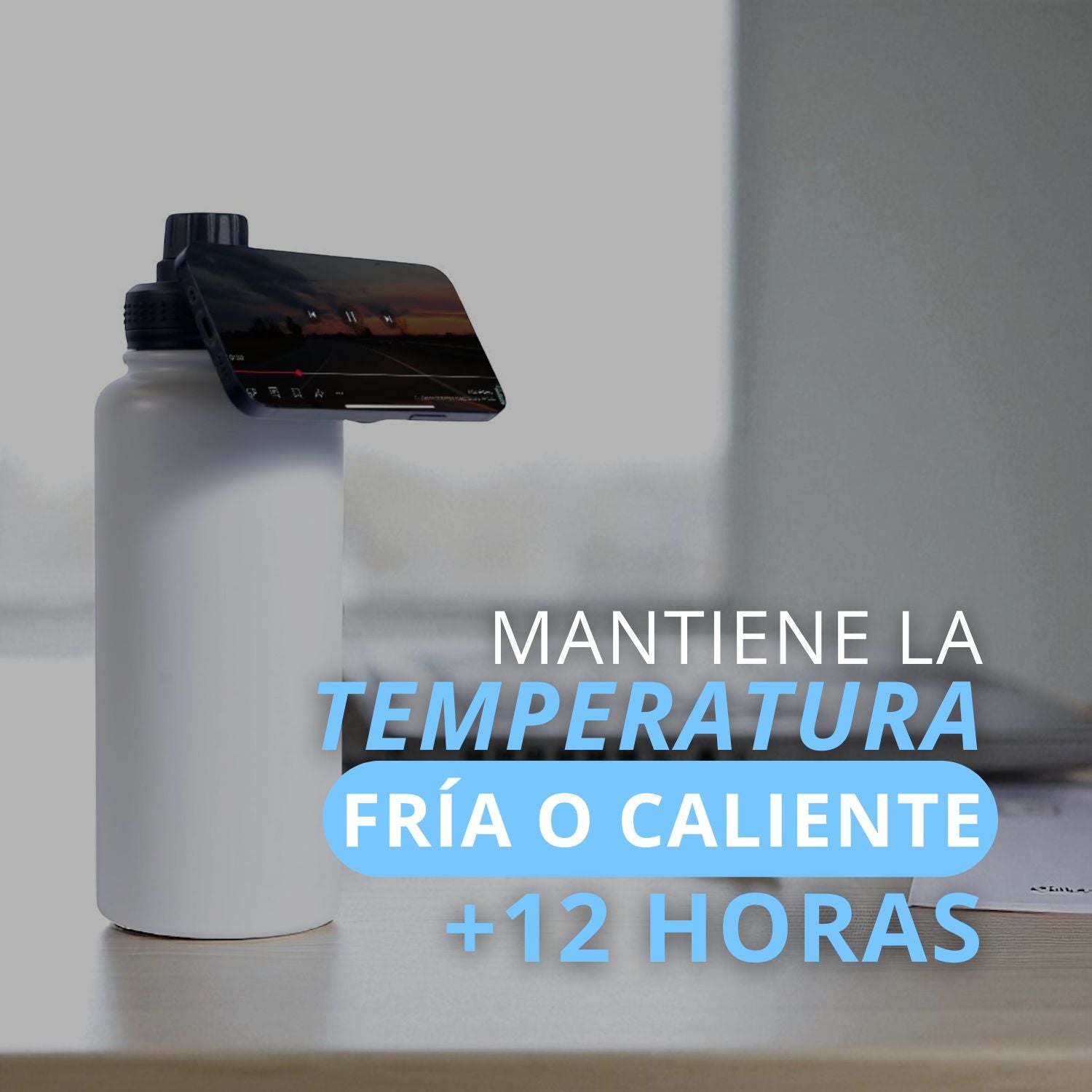 Botella para Agua Acero Inoxidable Porta Celular Universal | Termo Acero Inoxidable