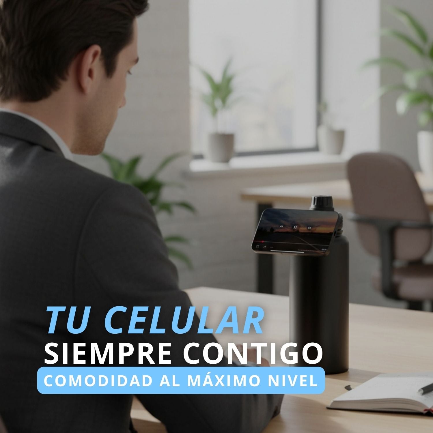 Botella para Agua Acero Inoxidable Porta Celular Universal | Termo Acero Inoxidable