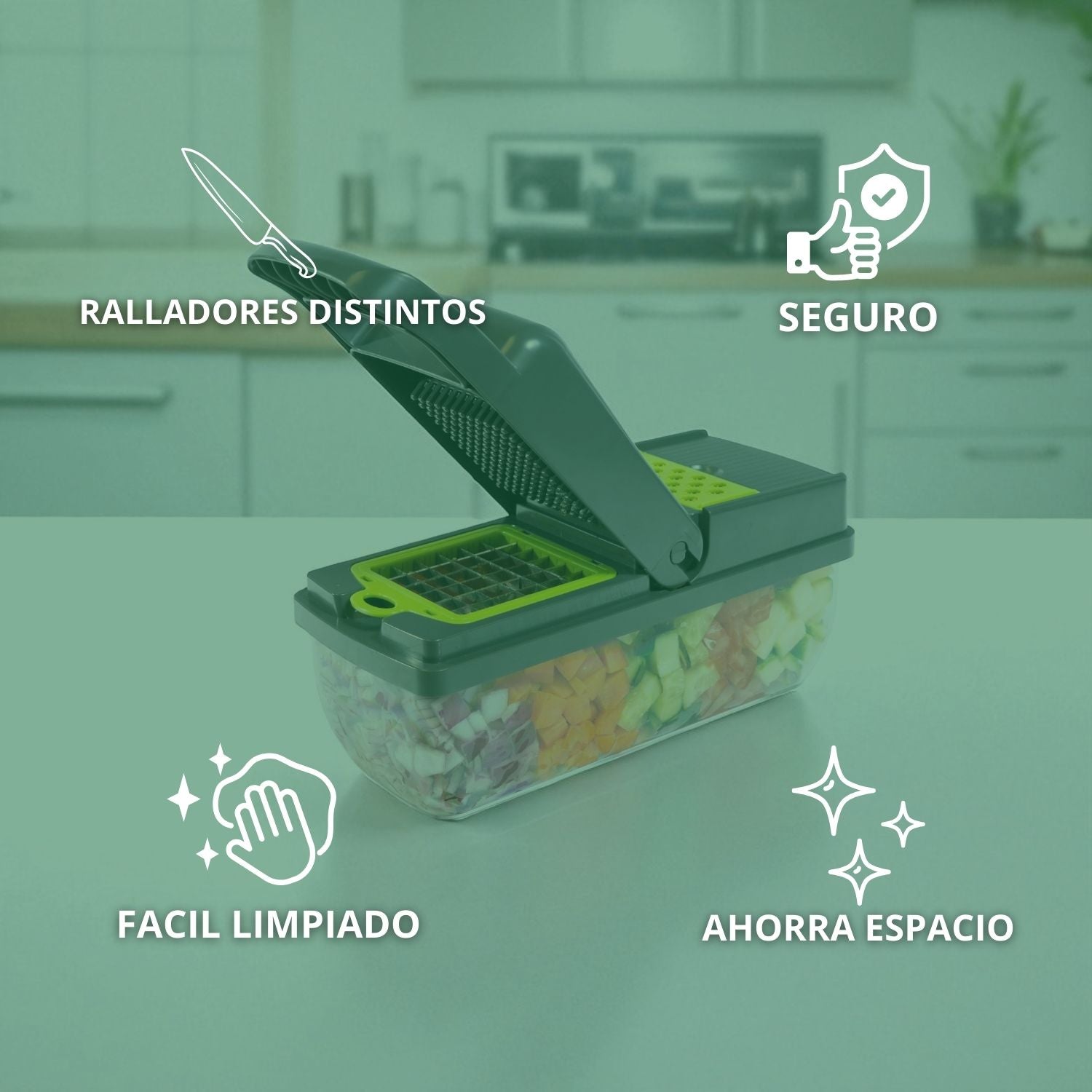 Cortador de Verduras Multifuncional | Seguro y Versátil