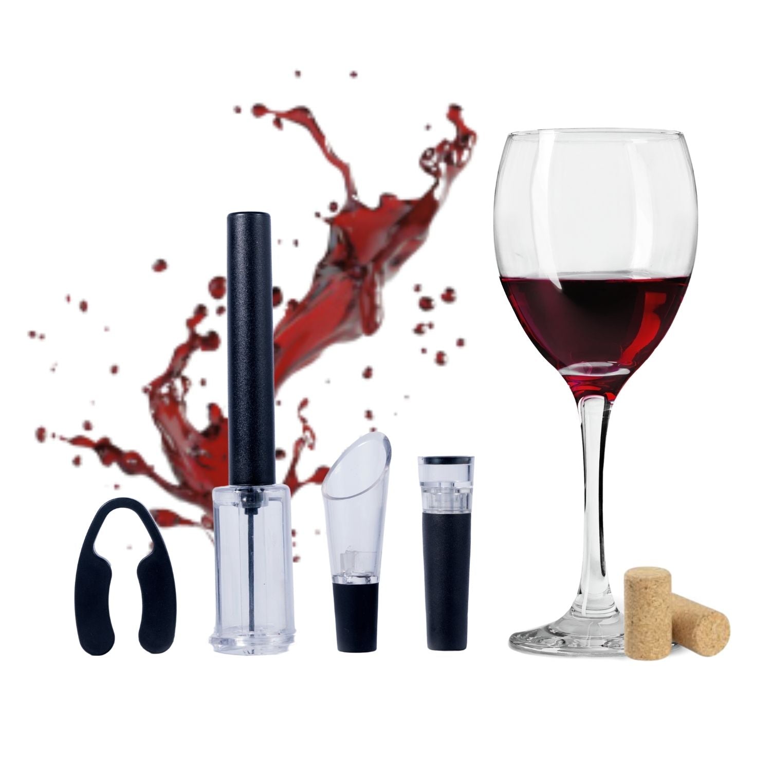 Descorchador | Sacacorchos de Aire Manual con Aireador, Tapón al Vacío y Cortador