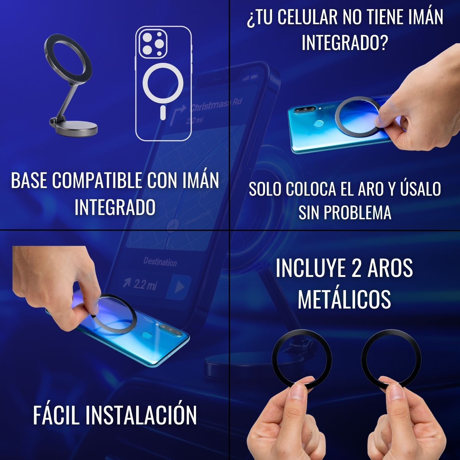 Soporte Magnético para Celular | Ajustable y Firme para Tablero de Auto