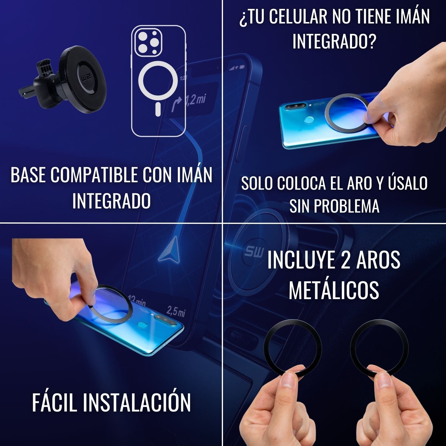 Soporte Magnético para Celular | Aire Acondicionado | Compacto y Seguro